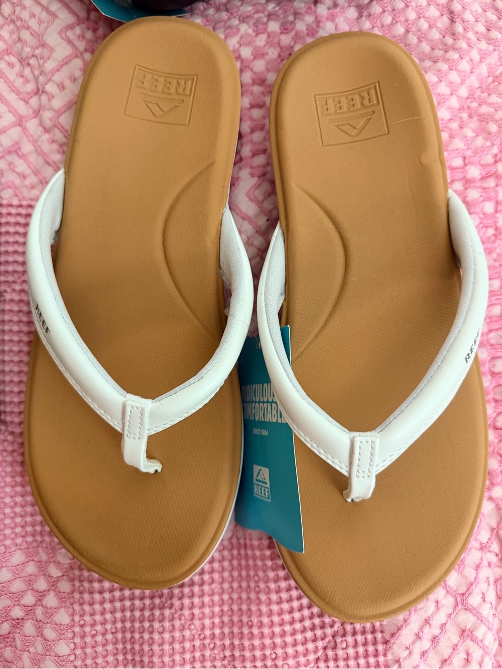 Reef Cushion Comfort Slides and Flip-Flops in Black, Tan, White - Picture 4 of 6